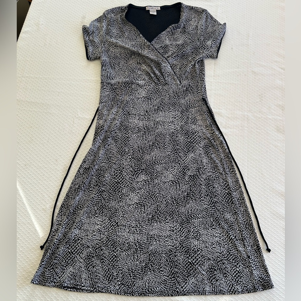 Notations Women's Dress Size S Black White Short Sleeve